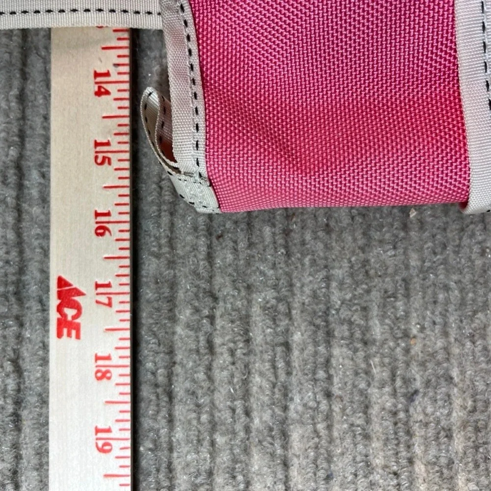 Lands End Pink Canvas Tote Bag Monogram LSV Zip Top Medium Travel Beach Bag
